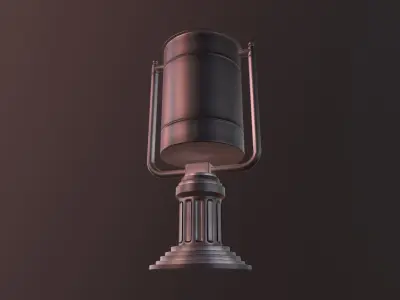 Metallic classic trashcan Low-poly 3D model