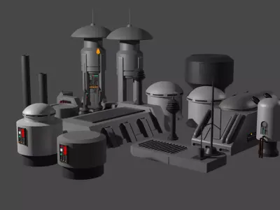 Coruscant Greeble Pack 3D model