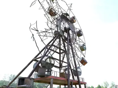 Destroyed Ferris Wheel 3D model