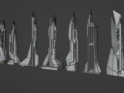 CITY SCI FI FUTURE  Low-poly 3D model
