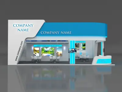 Booth Exhibition Stand Stall 10x12m Height 500 cm 2 Side Open 3D model