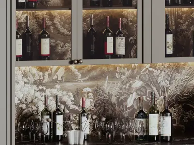 Bar cabinet for a restaurant and home 01 3D model