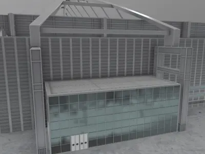 EDDH Hangar 3 Low-poly 3D model