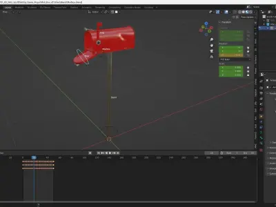American Style Mailbox 3D Game Asset Rigged and  Animated Low-poly 3D model