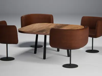 Office Table And Chairs 3D model