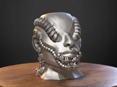 Robot human bust Headphone Stand Cyborg Robot human bust  3D print model