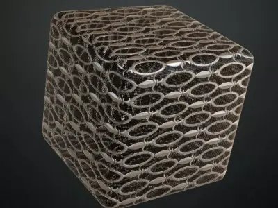 Silver Oval Chain Metal Grill Transparent PBR Seamless Texture