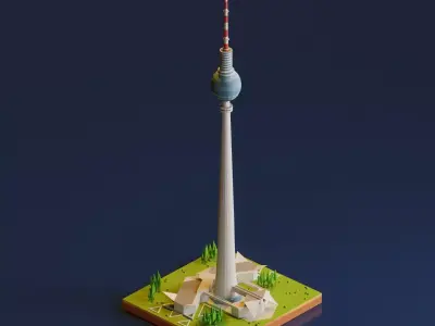 Berlin Fernsehturm Tower Low-poly 3D model