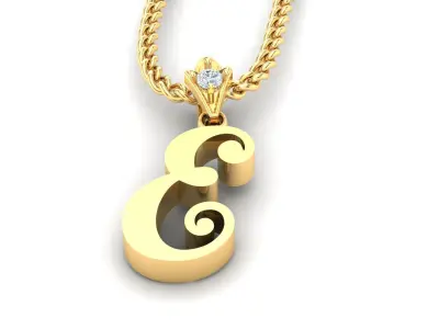 Light Gold Fancy Font Pendant E 3D print model