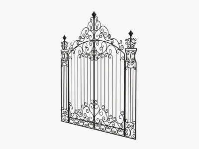 Gate-7 ornate wrought iron gate 3D model