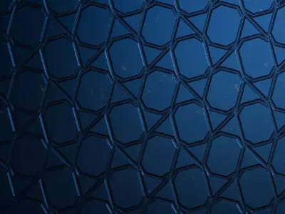 Blue and Black Glossy Geometric Metal Plate PBR Seamless Texture