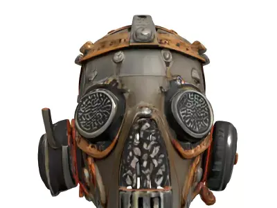Steampunk PostApocalyptic Gas Mask Helmet Low-poly 3D model
