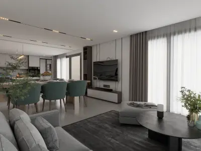kitchen interior Scene for Sketchup Vray Render 3D model 3D model