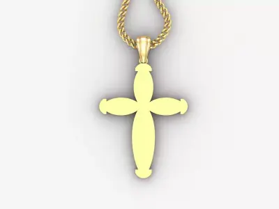Light Gold 18K Cross Pendant 1CP092 3D print model