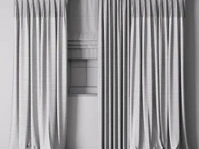 Hadi pleats curtains - Triple pleat heading 02 Low-poly 3D model