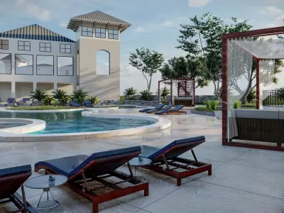 Spa Area Along with swimming pool near ocean design  3D model