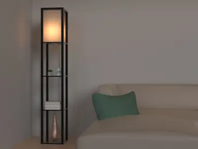 Floor Lamp With Shelves 3D model
