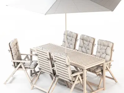 NAMMARO Table and 6 reclining chairs and umbrella IKEA 3D model