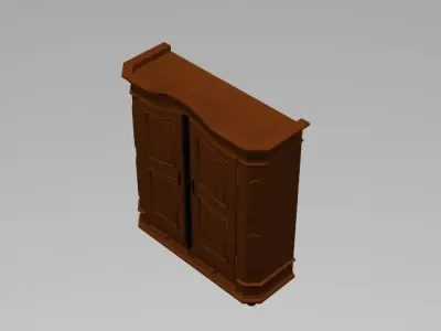 wardrobe wooden armoire with doors Low-poly 3D model
