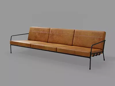 Designer 3 seat couch with light leather cushions 3D Model 3D model