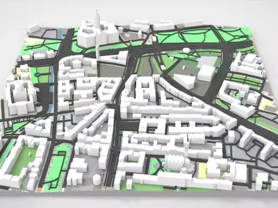 Cityscape Leipzig Centrum district Germany 3D model