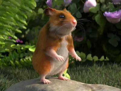  Golden Hamster Fur Rigged For Blender Animated Set 