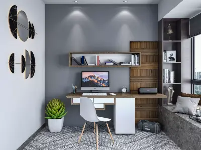 Study Room With Mesmerizing View 3D model