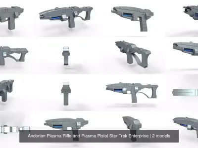 Andorian Plasma Rifle and Plasma Pistol Star Trek Enterprise 3D Model Pack