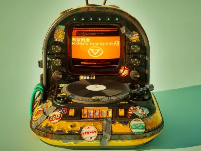 Cyberpunk Game Ready Retro-Scifi Vinyl Player 3D model