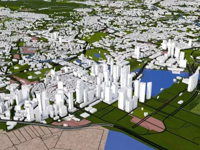 Singapore City Low-poly 3D model