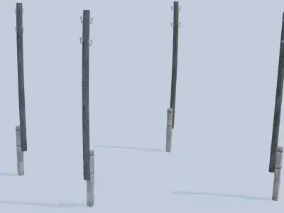 Old Wooden Electric Pillar Low-poly 3D model