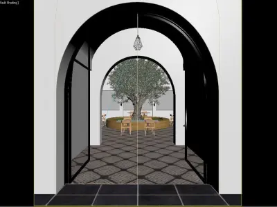 Exterior Scene Olive Tree Pateo 3D model