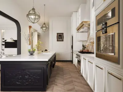 Luxury Modern Living Kitchen Premium 3D Interior Scenes 3D model