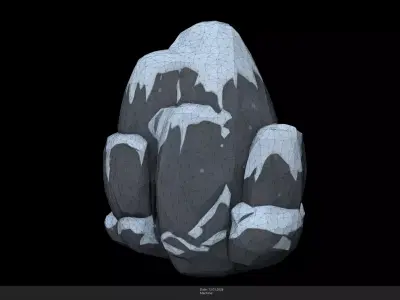 Stylized Snowy Rocks Game Ready - AI Low-poly 3D model
