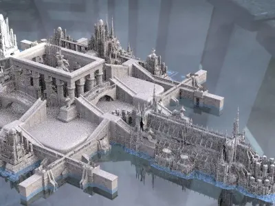 Ancient hallways Scifi City Kitbash 2 3D model