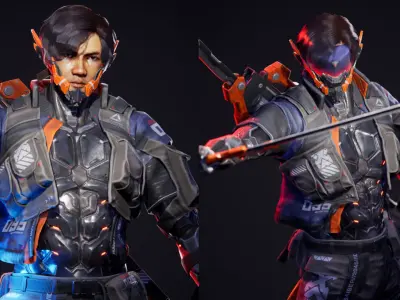 Cyberpunk Street Boy Character Low-poly 3D model