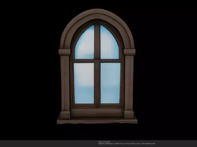 Stylized Medieval Window - AI Low-poly 3D model