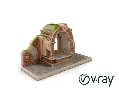 Ancient Stone Altar Model Pack with Intricate Carvings Low-poly 3D model