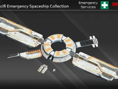 Scifi Emergency Spaceship Collection 3D Model Pack