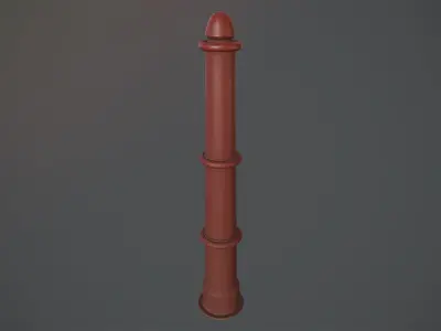 Barrier Bollard pack 5 Red v2 Low-poly 3D model