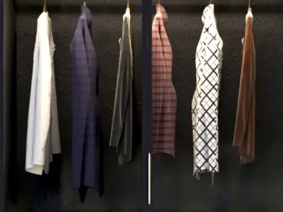 Wardrobe with clothes 3D model