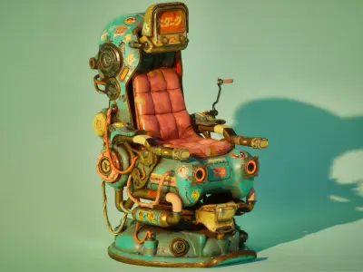 Cyberpunk Dieselpunk Retro Scifi Chair 3D model