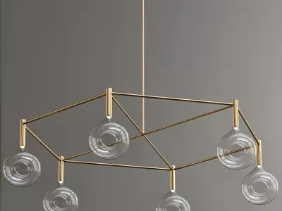 borosilicate chandelier with five glass balls hanging from it 3D model