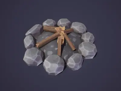 Stylized Campfire Low-poly 3D model
