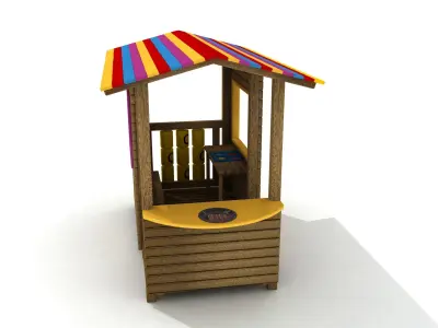 Kids Game Play Equipment 010 Wood Little Kitchen House 3D model