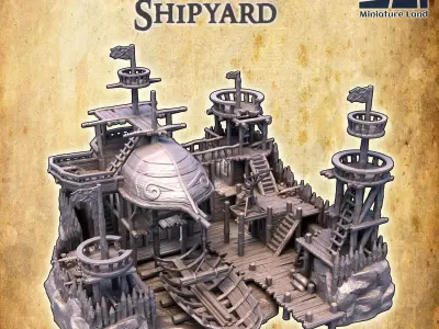 Pirate Shipyard Tabletop Terrain 28 mm 3D print model