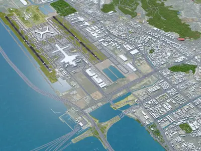 Shenzhen Baoan International Airport 15km Low-poly 3D model