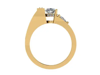 Ring230 gold engagement ring with diamonds 3D print model