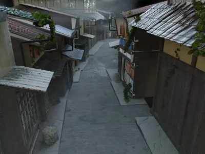 Japan houses shop model with blender file Low-poly 3D model