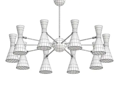 Ceiling chandelier with rotating shades 6 shades White 3D model